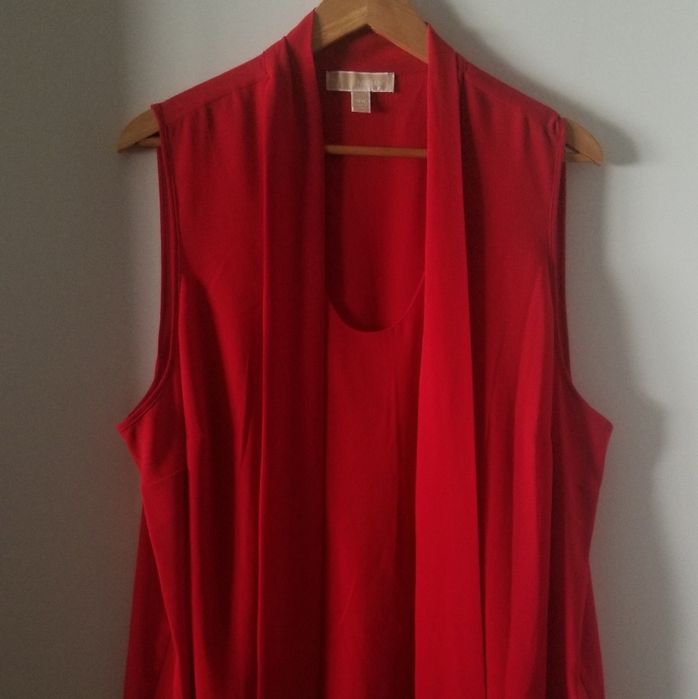 MICHAEL Michael Kors Red Sleeveless Draped Blouse